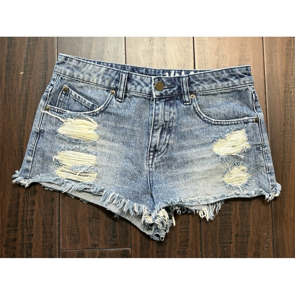 Volcom Jeans Shorts Juniors Size 3 High & Waisted Cutoff Shorts Distressed Booty
